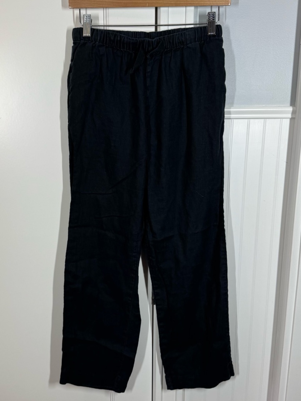 Quince 100% linen pull on pants black elastic waist women’s size small casual
